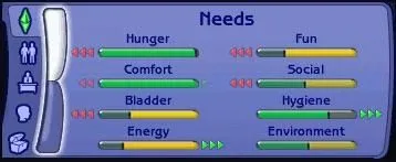 The Sims game bar interface